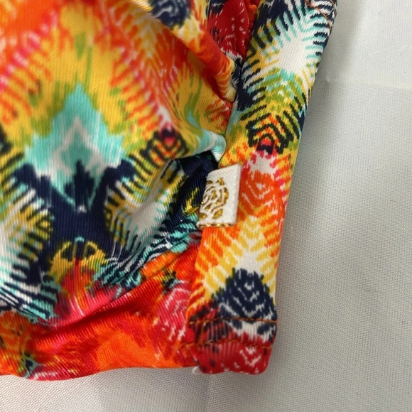 LA VIE EN ROSE Aqua Bright Aztec Print Padded Push-up Bikini Top Strapless M - Picture 2 of 8